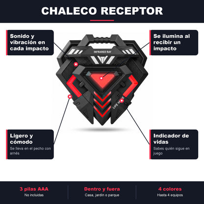 Especificaciones del chaleco receptor TagWars