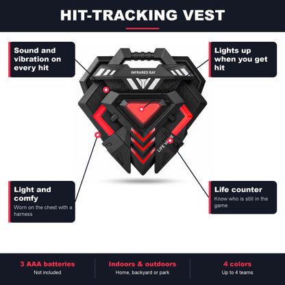 TagWars hit-tracking vest features